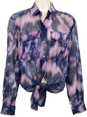 Isabel Marant Etoile Purple Multi Nath Tie Front Blouse